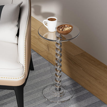 Dewrhiixe Acrylic Round Side Table, End Table with Pedestal Stand Drink Table Martini Accent Table Nightstand for Living Room, Bedroom Balcony