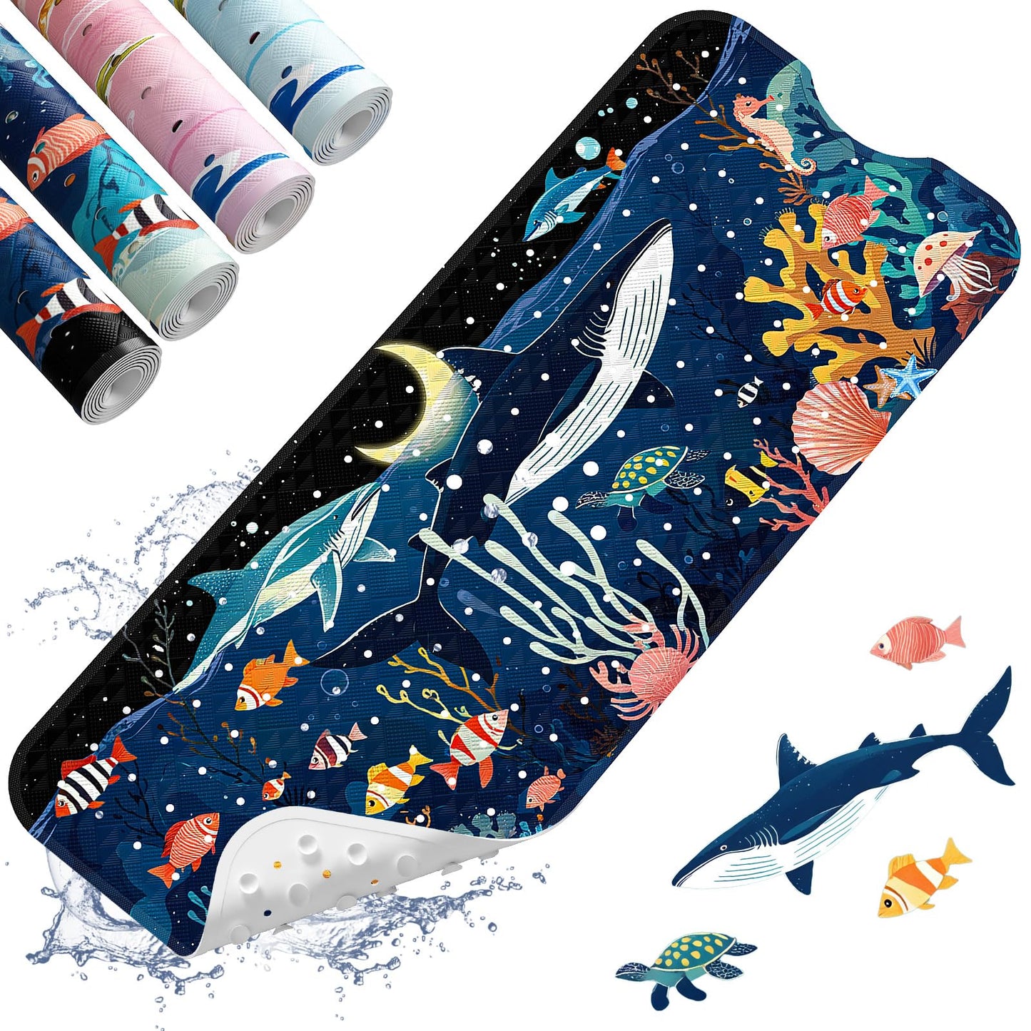 XIYUNTE Baby Bath Mats Non Slip Anti Mould, Cartoon Kids Bath Mat Non Slip, 100x40cm Extra Large Baby Shower Mat Non Slip Bath Mat with Suction Cups &