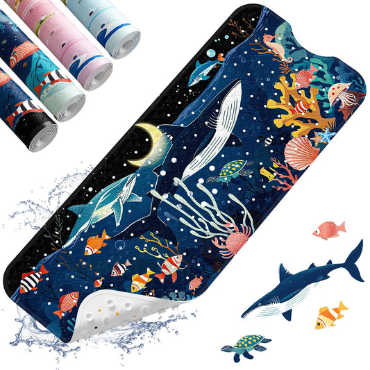 XIYUNTE Baby Bath Mats Non Slip Anti Mould, Cartoon Kids Bath Mat Non Slip, 100x40cm Extra Large Baby Shower Mat Non Slip Bath Mat with Suction Cups &