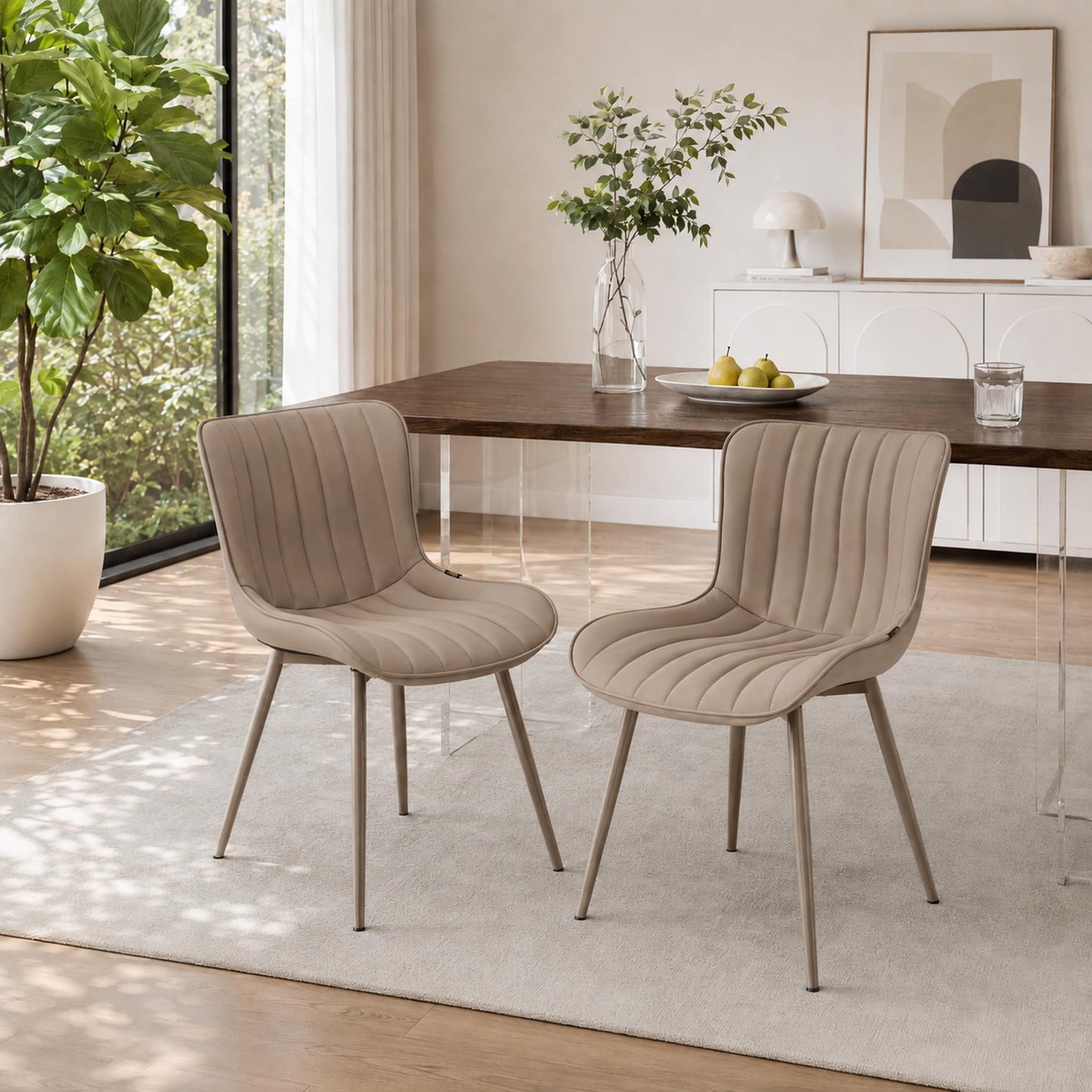 YOUNIKE Dining Chairs Set of 2 Modern Kitchen Dining Room Chairs, Khaki