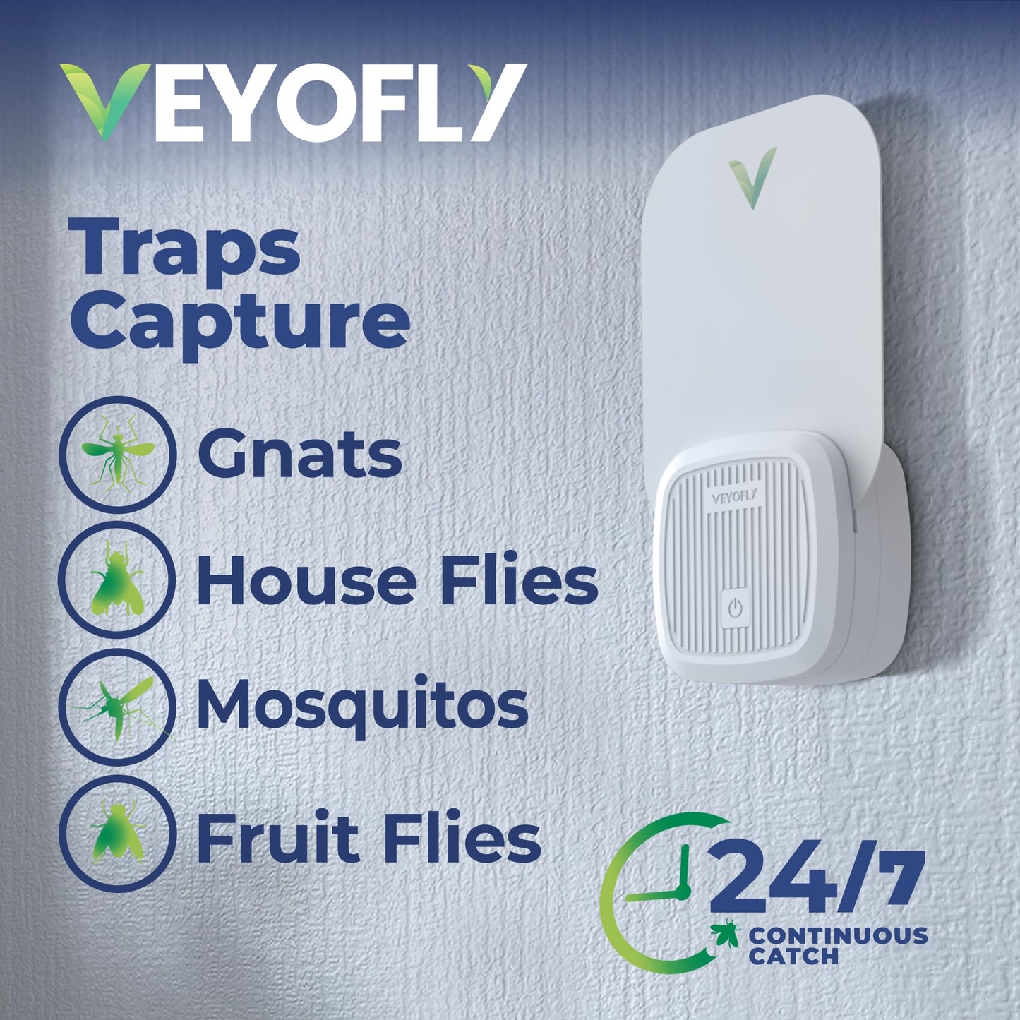 VEYOFLY Fly Trap Indoor, Fruit Fly Traps for Indoors, (4 Device + 12 Refills) Gnat Traps for House Indoor, Fly Catcher Indoor, Safer Plug in Light