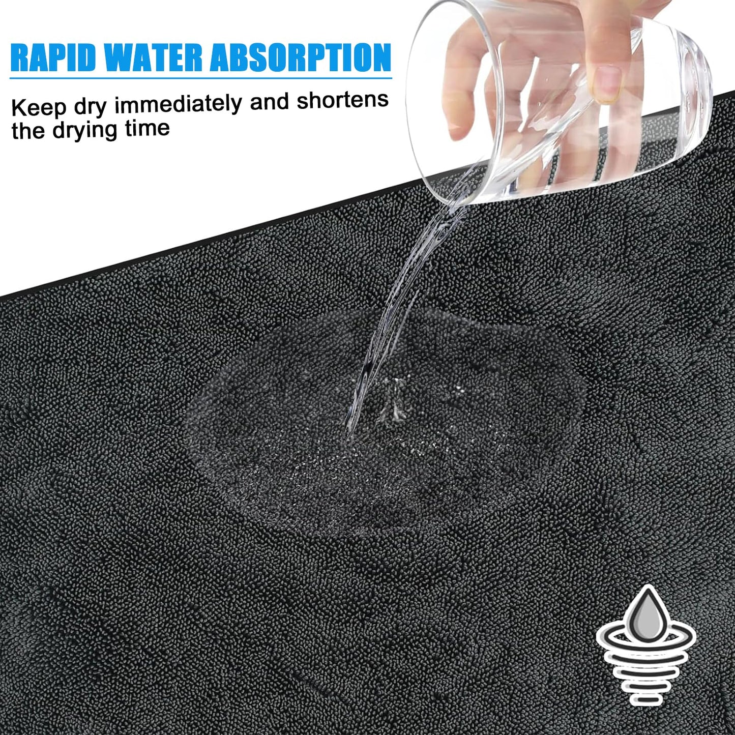 Funmo Shiny Bath Drying Towel 2 Pieces XXL Dry Towel Shower Cubicles Cloth for Water Removal in Shower and Bathroom Magic Cleaning Cloth