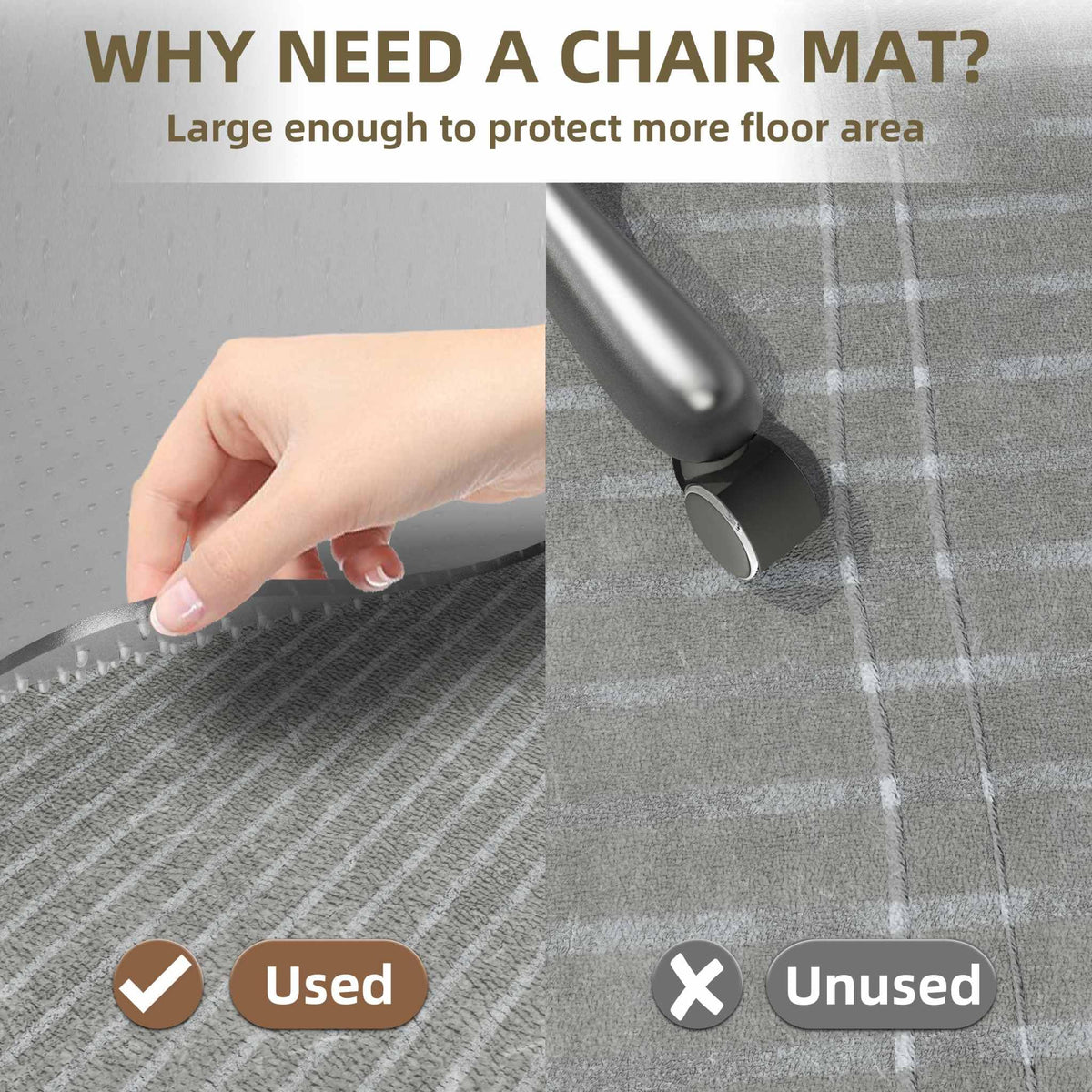 LeapYouth 90x120 cm Office Chair Mat for Carpets, Heavy Duty Computer Chair Mat for Low and Standard Pile Carpeted Floors