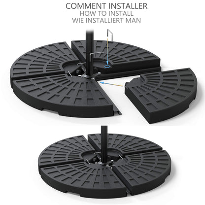 VOUNOT? Parasol Base Weights, Set of 4 Umbrella Base Stand for Cantilever and Banana Parasol, Sand or Water Filled, 52 L / 100 kg,Round