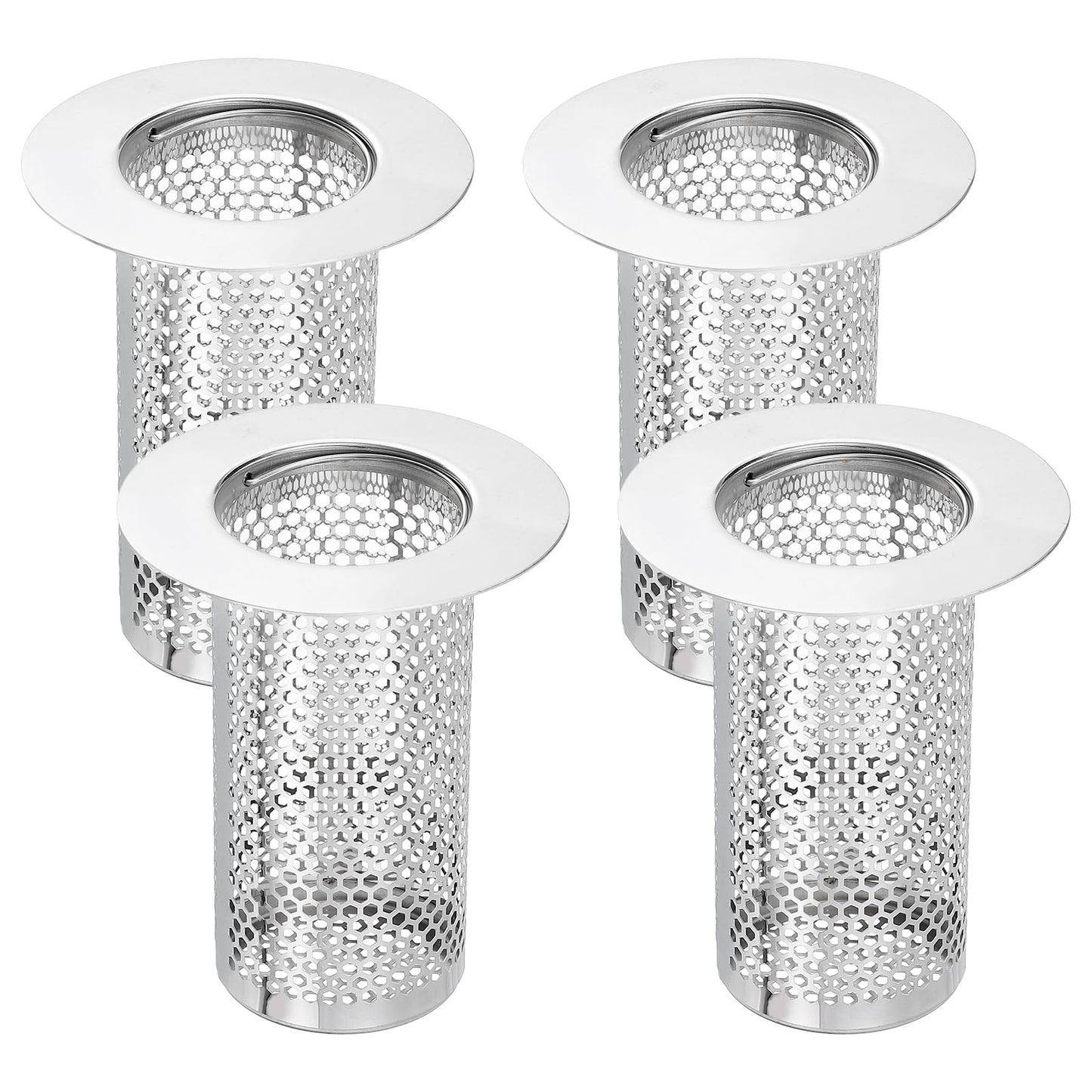 sourcing map 4 Pack Shower Drain Strainer, 3.2" x 2.6" 304 Stainless Steel Floor Drain Strainer Deep Sink Hair Catcher for Kitchen Bathroom Balcony