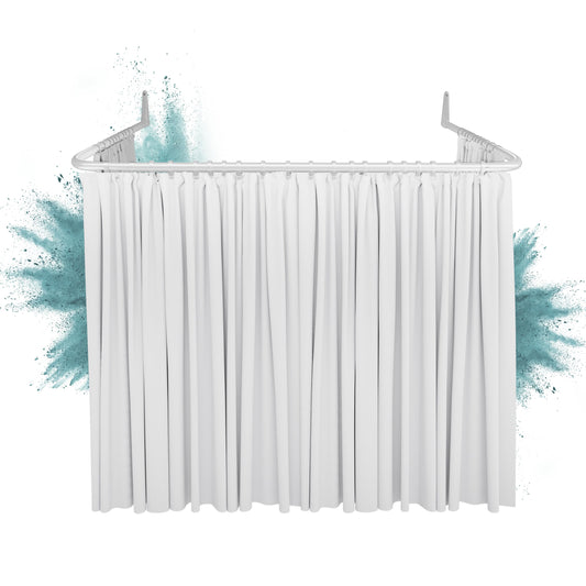 Erica U-shaped Shower Curtain Rail, Shower Curtain Pole 85x95x85 cm, Wall Mounted Shower Pole without Ceiling Mount, Shower Rail in White Powder