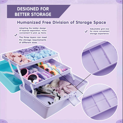 Creahaus 12in 3 Layer Multipurpose Storage Box/Craft Storage Boxes With Compartments/Plastic Tool Box/Medicine Storage Box/Hair Accessories