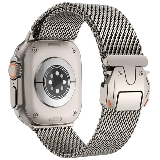 CHANCHY 49mm 46mm 45mm 44mm 42mm(Series 3) Compatible with Apple Watch Strap,Milanese Mesh Loop Metal Band Parachute-style Buckle for iWatch Ultra