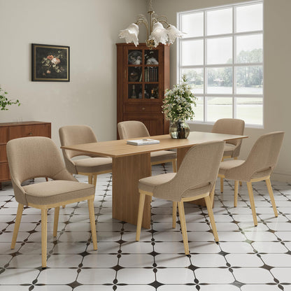 Dining Chairs Set of 6, Upholstered Dining Room Chairs with Chenille Fabric, Ergonomic Backrest, High Density Cushion & Rubber Wood Frame
