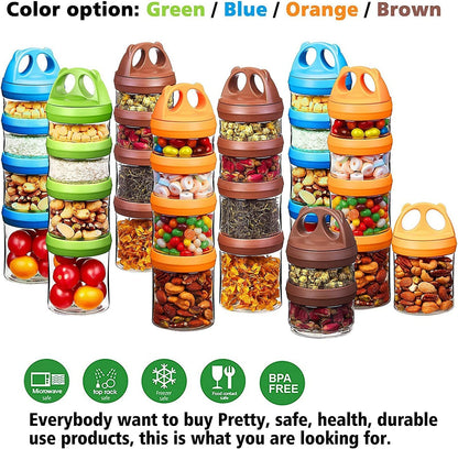 SELEWARE Food Storage Canisters Airtight Handy Portion Size Jars and Containers BPA Free Stackble Snack Pots Nut Box Leak Proof Twist Lock Formula