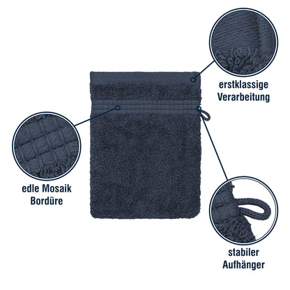 Merana Rome Washcloth Set Absorbent Soft and Lint- Terry Wash Gloves Luxury Quality Heavy Organic Cotton 590 GSM Pacific Blue, 4 x Wash Mitt