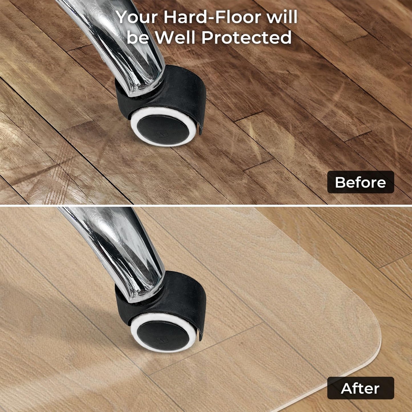 Chair Mat for Hard Wood Floors - Heavy Duty Floor Protector - Easy Clean (47''47'')