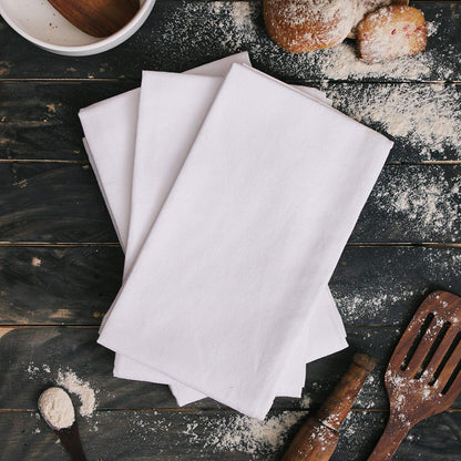 DG Collections Flour Sack Dish Towels, 100% Cotton, Set Of 12 (27 X 27 Inches), Vintage Multi-Purpose White Kitchen Towels, Very Soft