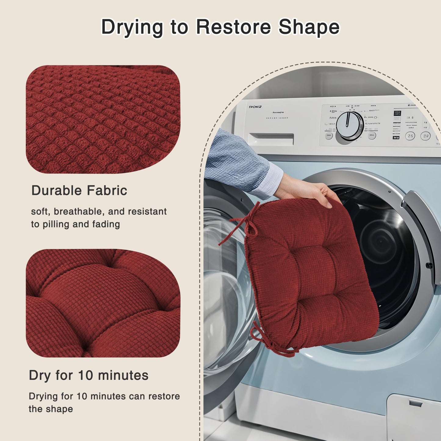 OVOV Seat Cushions for Dining Chairs 18 Inch Seat Pads Set of 1