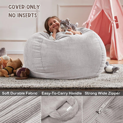 Nobildonna Bean Bag Chair Cover (No Filler) for Kids Beanbag Stuffed Animal Storage Without Filling Plush Toys Holder and Organizer Soft Premium