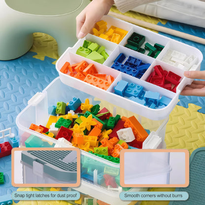 Storage Boxes,Transparent Toy Box Organizer,Stackable Lego Storage Boxes with Lid,Handle,Plastic Multi Compartments Container Chest Case for Storing
