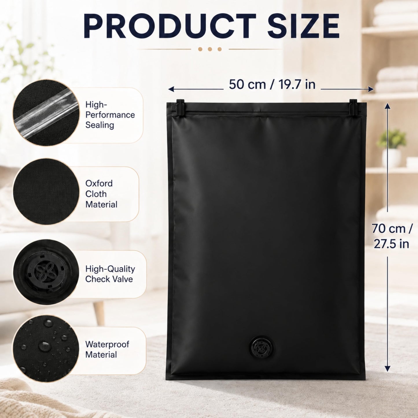 Small Vacuum Storage Bags for Travel, 2Pack Vacuum Storage Bags,Reusable Oxford Cloth Vacuum Pack Bags Compatible withSuitcase Luggage Space
