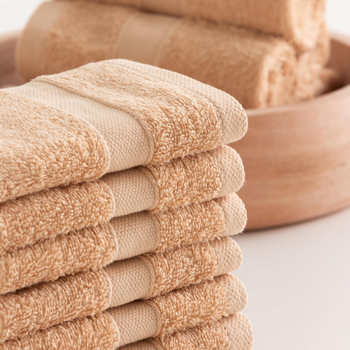 Todocama - Set of 12 Hand Towels (30 x 30 cm) 100% Soft and Absorbent Cotton, 550 gsm Premium, (Beige)