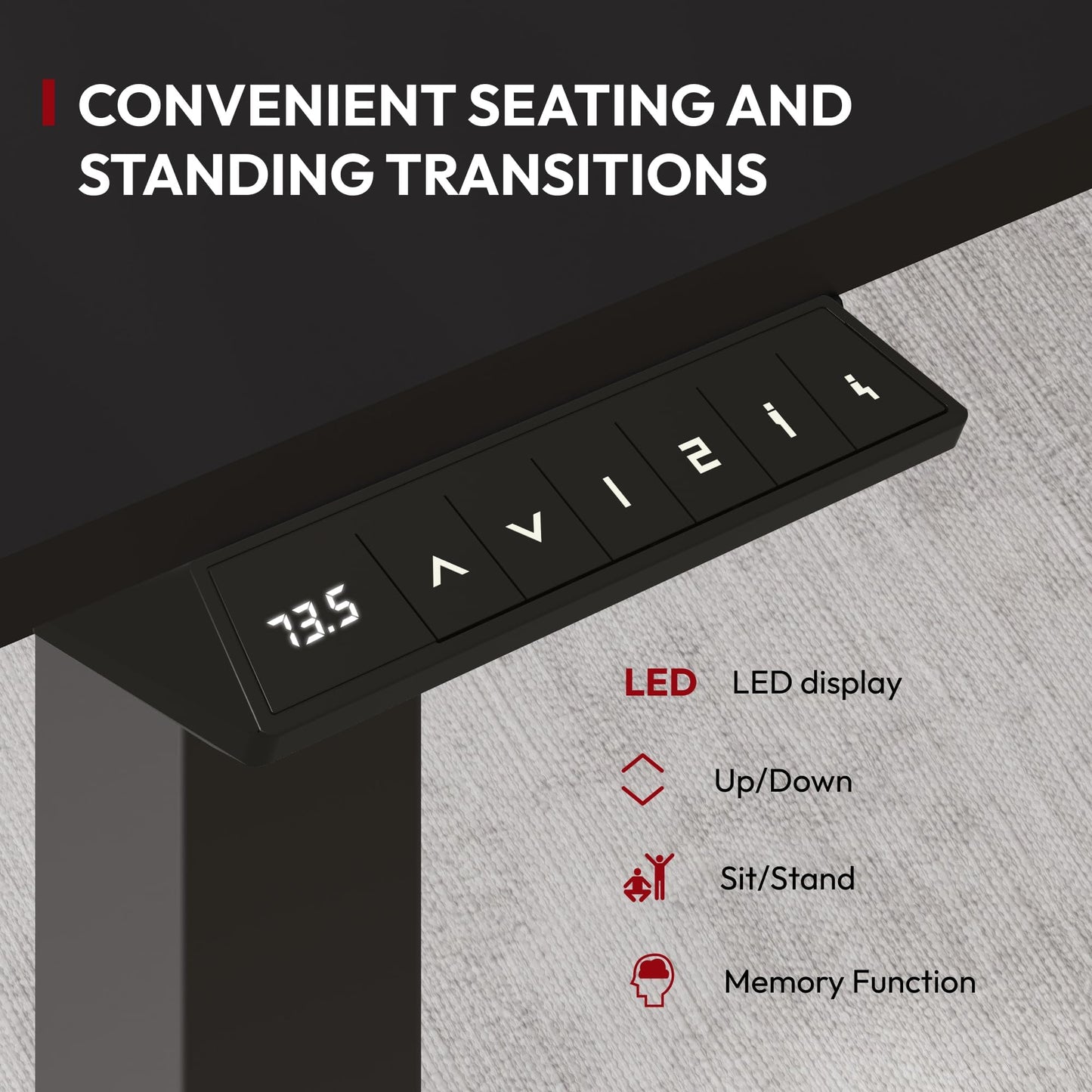 SANODESK 160 * 60 Electric Standing Desk Height Adjustable Desk with Cable management Tray Sit Stand Table with 4 Memory Smart Pannel