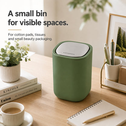 EverGrove Mini Table Bin,Desktop Trash Can (Canopy Green, 1.5, Litres)
