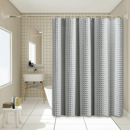 Stfery Waffle Shower Curtain, Grey Shower Curtain, 100 x 180 cm, Fabric Washable Shower Curtain, Washable, Anti-Mould