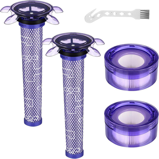 5 Pcs Upgraded V8 Vacuum Filter Replacement Kit Compatible with Dyson V8 New Version SV25 / Dyson V7 New Model SV37 Cordless Vacuum, 2 Pre-Filters + 2