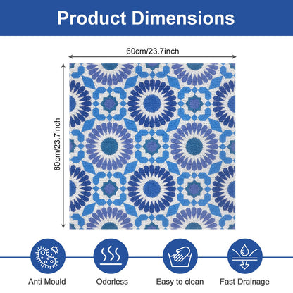 Square Shower Mat 60x60 cm, Loofah Shower Mats for Inside Shower, Non Slip Anti Mould Bath Mat