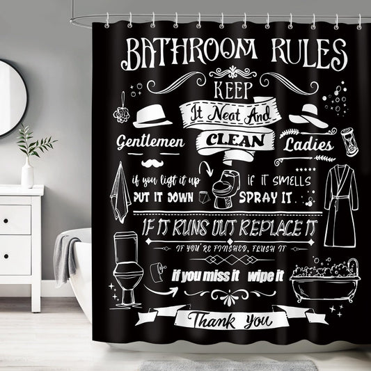 Dazzlewall Black Shower Curtain for Bathroom Mould & Mildew Resistant