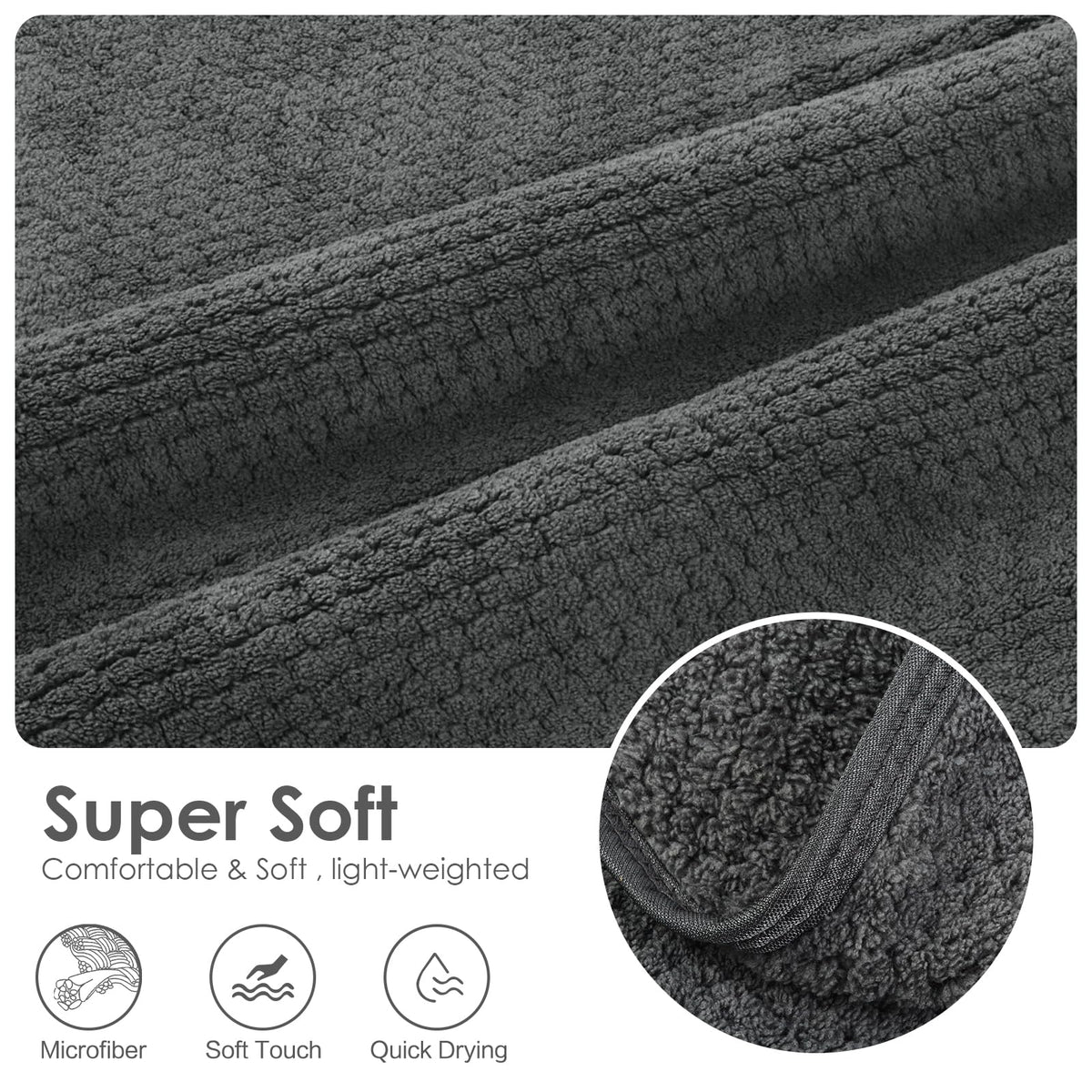 VIVOTE Large Microfibre Bath Towel Bath Sheet for Bathroom 90×180CM Grey