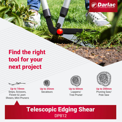 Darlac Telescopic Edging Shear ? Garden Lawn Edging Shears with Extendable Handles & Razor-Sharp Blade ? Adjustable to Any Gardener's Height ?