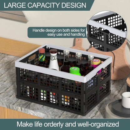 Ziglous 35 Litre Plastic Collapsible Storage Boxes, Folding Storage Crate
