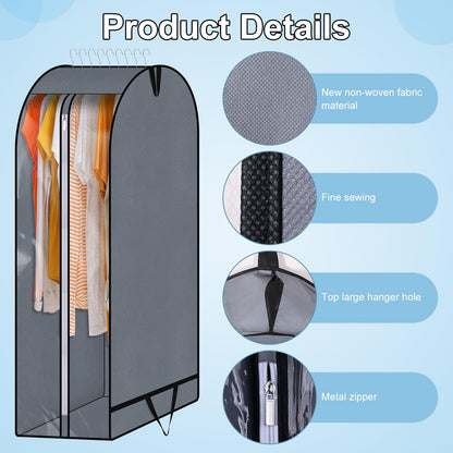 Hejo Garment Bags with Large Capacity, 2 Pcs 110 x 60 x 25cm Dust-proof Clothes Covers, Clothes Protector Bags with Zip and Handle for Suit, Coat