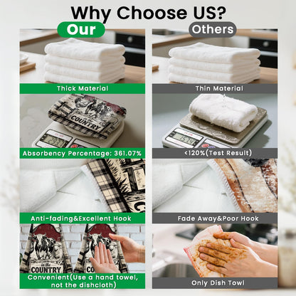 CUTHOLLOW 2 Pcs Sketch Farm Hanging Kitchen Towels with Loop