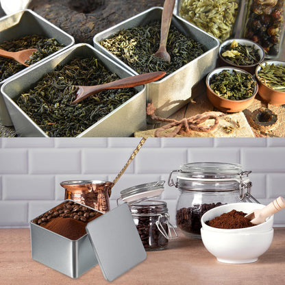 PATIKIL Rectangular Tin Box 3.9"x2.5"x1.3", Metal Storage Tin Box Portable Storage Container with Lid for Tea Candy Treats Gifts Favors Candle
