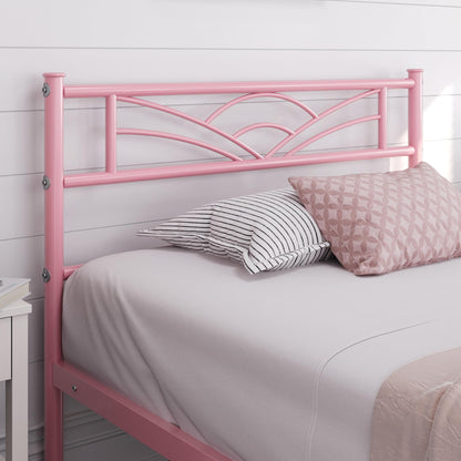 Yaheetech 3ft Single Metal Bed Frame with Cloud-inspired Design, Pink
