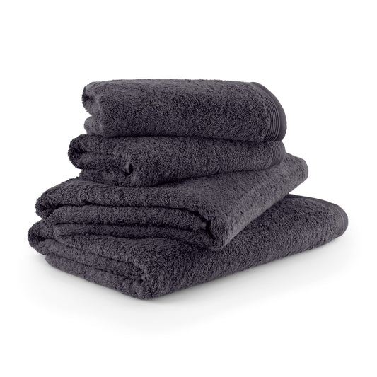 m?ve Superwuschel hand towel set, 2 shower towels 80 x 150 cm & 2 hand towels 50 x 100 cm, Made in Germany, 100% cotton, dark grey