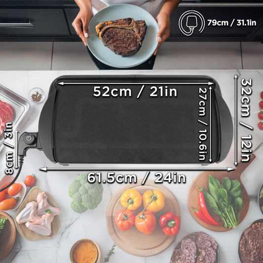 Duronic GP20 Teppanyaki Grill Electric BBQ Grill Indoor BBQ Grilling for Party Teppanyaki Grills Indoor Barbecue Grills Electric Griddle Hot Plate