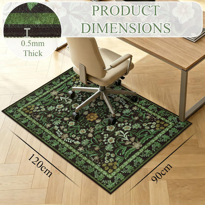 Edlbaegy Office Chair Mat for Hardwood Floor 90x120cm Green Non Slip Floor Protector for Office Chair Low Pile Chair Mats for Rolling Chair