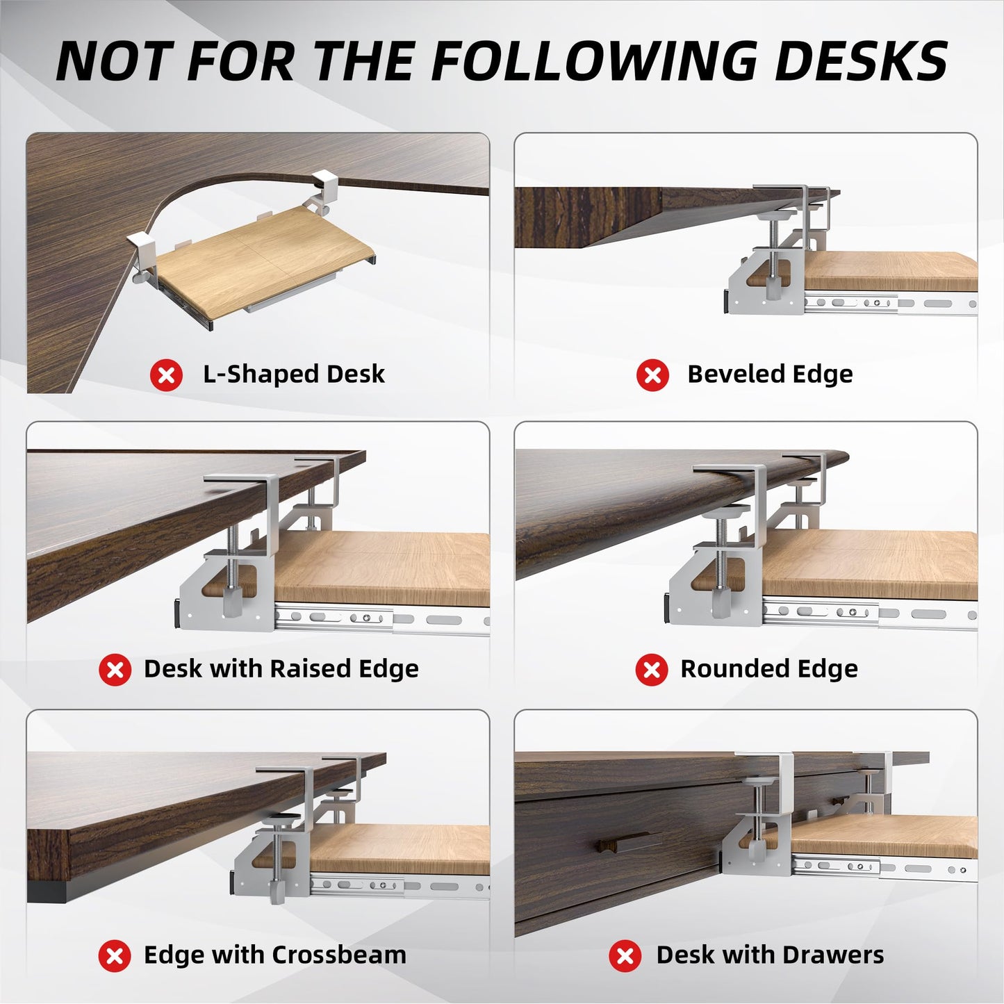 ETHU Small Under Desk Keyboard Tray 500x300mm