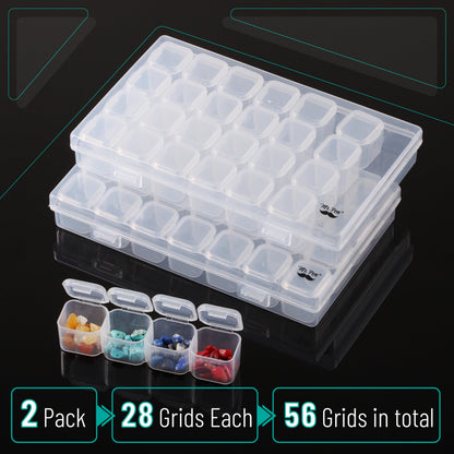 Mr. Pen- Diamond Painting Bead Storage Containers, 28 Grids, 2 Pack, Includes 160pcs Label Stickers, Diamond Art Bead BoxOrganizer
