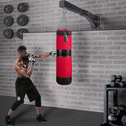 BeneLabel Punch Bag Bracket, Boxing Bag Wall Stand Frame Heavy Duty Speed Bag Hanger Silent Rotation Chain Carabiner with Adjustable 44-64cm Length