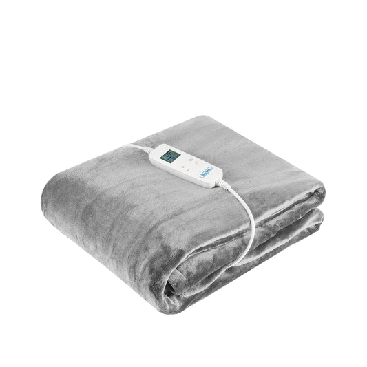 Electric Heated Throw Blanket 10 Heat Settings Washable 220gsm Fleece with Digital Remote Timer - 160cm x 130cm (Silver Grey)