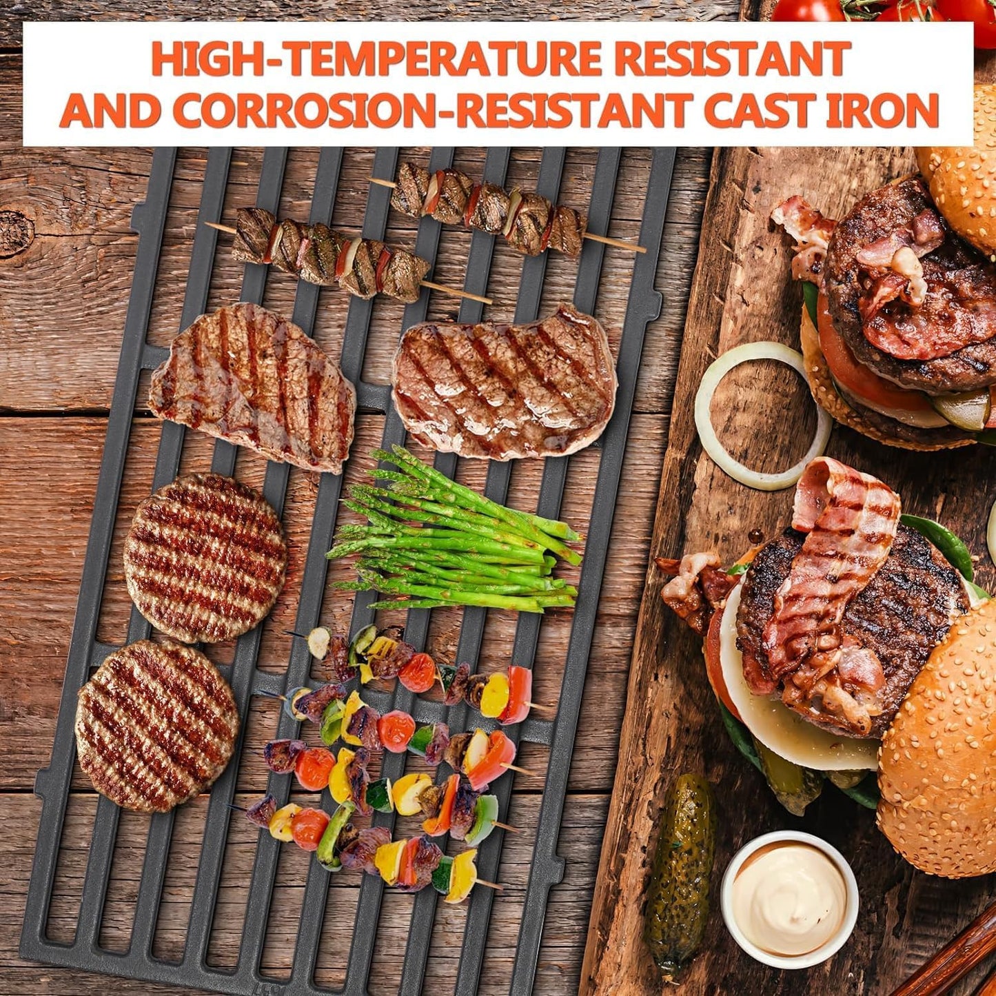 Denmay 7637 44.5 x 26cm Grill Cooking Grates for Weber Spirit E-210, E-220, S-210, S-220 (2013 and Newer), Grill Grids for Weber Spirit I &II 200