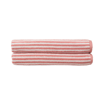 Christy Portobello Stripe Bath Sheets | Set of 2 | 100% Combed Cotton | 550GSM | 90cm x 160cm | Quick Dry | Rose Pink