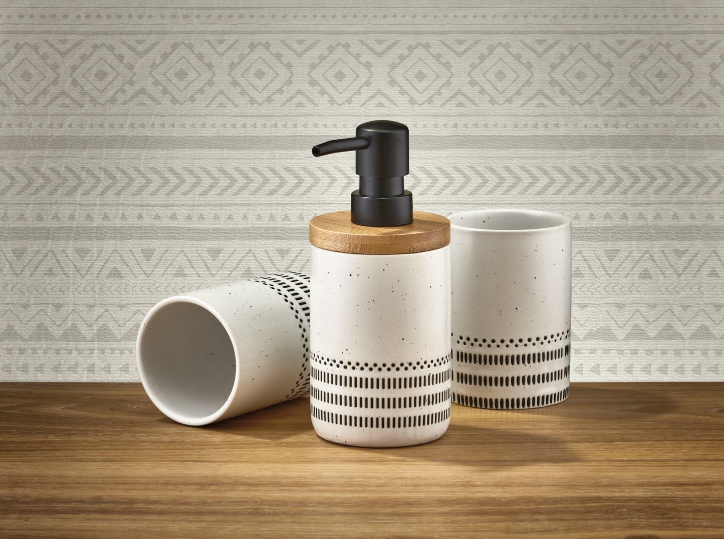 Kleine Wolke Alva toothbrush holder, accessories, colour: black and white, material: stoneware