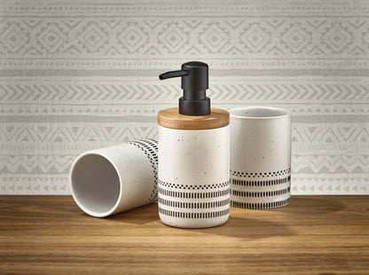 Kleine Wolke Alva toothbrush holder, accessories, colour: black and white, material: stoneware
