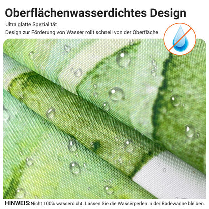 Lerores Shower Curtain, 200 x 200 cm, Green Leaves, Weighted Hem, Anti-Mould Textile, Waterproof
