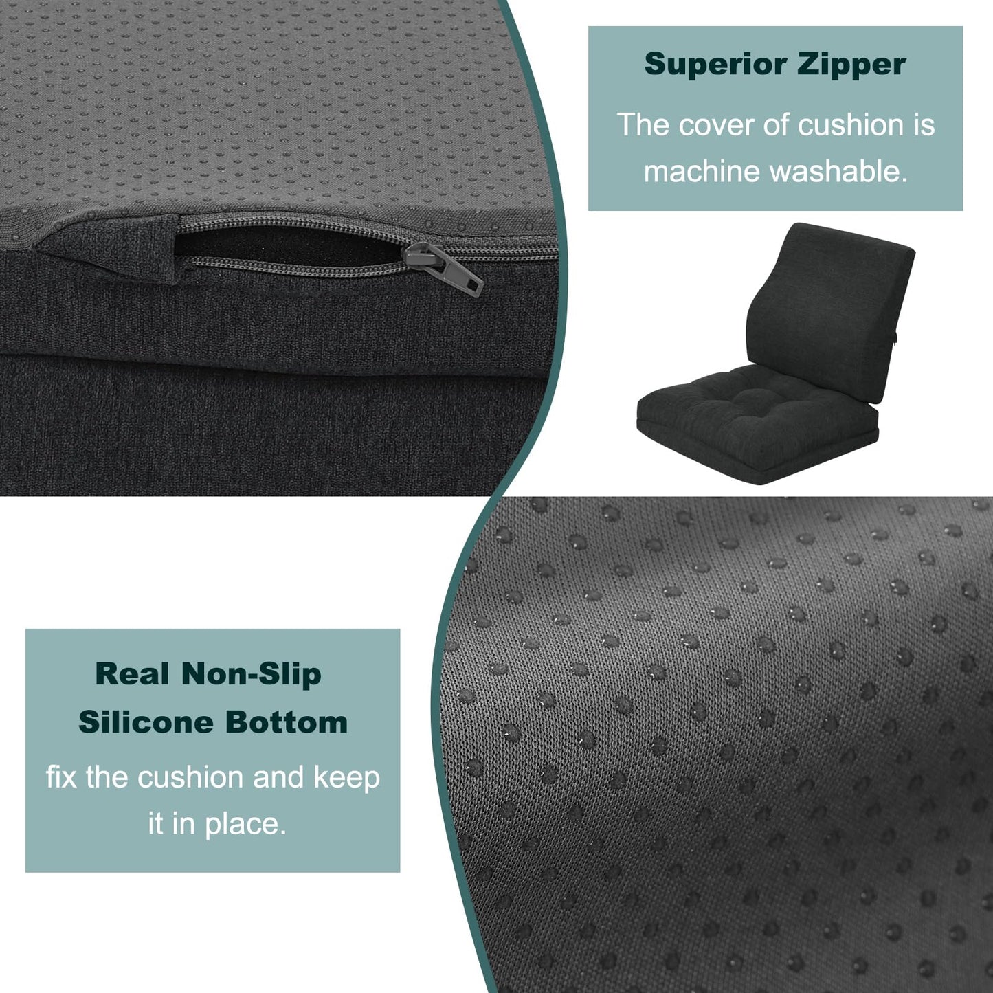 TANYOO Seat Cushion & Lumbar Support Pillow Set for Office Chair Recliner Couch, Dual-Layer Patent Design Memory Foam Office Chair Cushion &