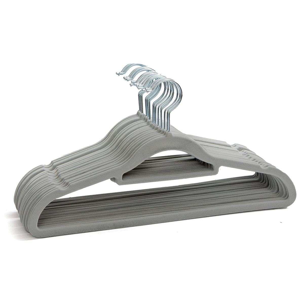 20 Non Slip Velvet Hangers | Heavy Duty Grey Felt Coat Hangers |360 Degree Swivel Hooks |Premium Space Saving Design