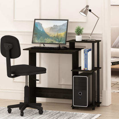 Furinno EFFICIENT Desk, Gaming Desk, with 3 Open Side Shelves, Laptop Notebook Computer Desk,Office Desk for Home Office, Study Room, Dorm, Espresso